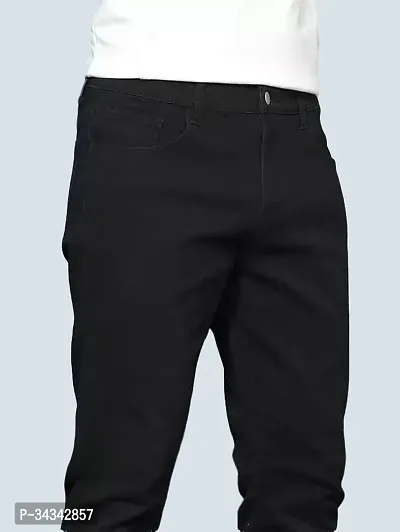 Elegant Black Denim Solid Jeans For Men And Boys-thumb5