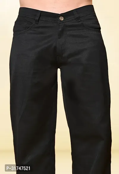 Elegant Black Denim Solid Jeans For Men-thumb4