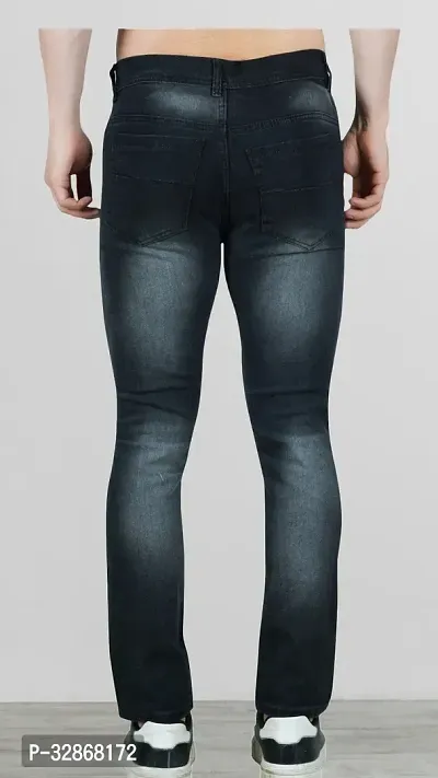 Stylish Denim Grey Solid Mid-Rise Jeans For Men-thumb2