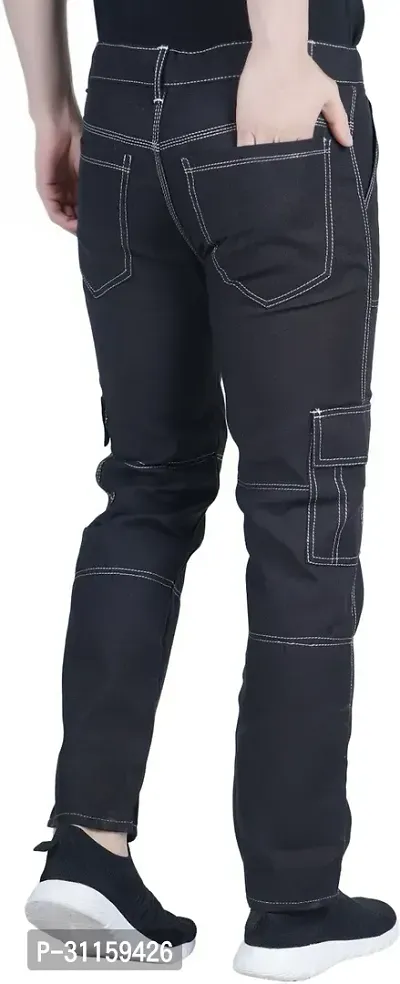 Stylish Black Cotton Blend Mid-Rise Jeans For Men-thumb2