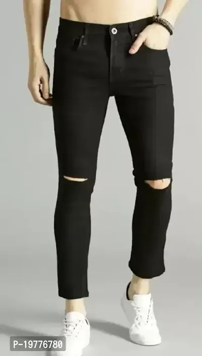 Reliable Black Cotton Blend Mid-Rise Jeans For Men-thumb0