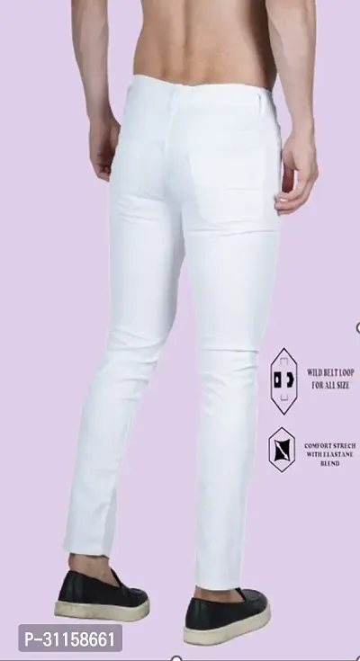 Stylish White Cotton Blend Mid-Rise Jeans For Men-thumb2