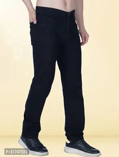 Elegant Black Denim Solid Jeans For Men