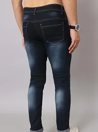 Stylish Black Denim Faded Mid-Rise Jeans For Men-thumb1