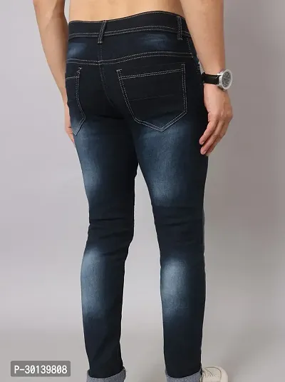 Stylish Black Denim Faded Mid-Rise Jeans For Men-thumb2