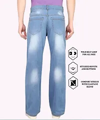 Stylish Blue Denim Solid Mid-Rise Jeans For Men-thumb1