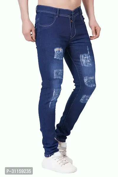 Stylish Blue Cotton Blend Mid-Rise Jeans For Men-thumb0