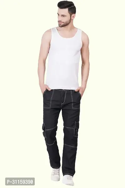 Stylish Black Cotton Blend Mid-Rise Jeans For Men-thumb3