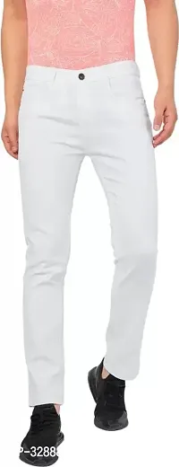 Stylish White Denim Mid-Rise Jeans For Men-thumb0