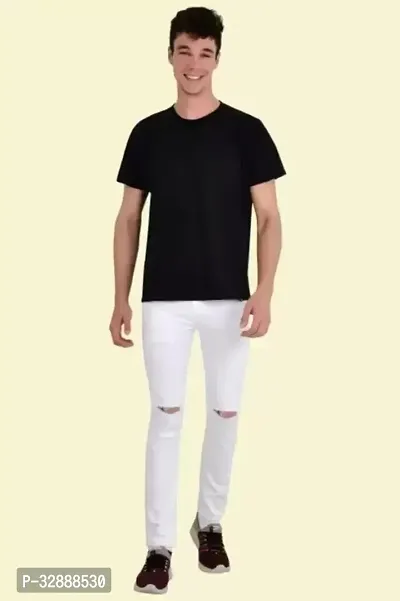 Stylish White Denim Mid-Rise Jeans For Men-thumb3