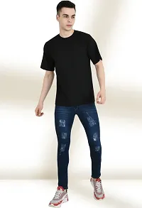 Stylish Denim Blue Solid Mid-Rise Jeans For Men-thumb2