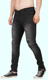 Stylish Dark Grey Cotton Blend Mid-Rise Jeans For Men-thumb2