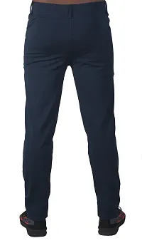 Linaria Stylish Blue Lycra Blend Solid Regular Fit Trouser For Men-thumb1