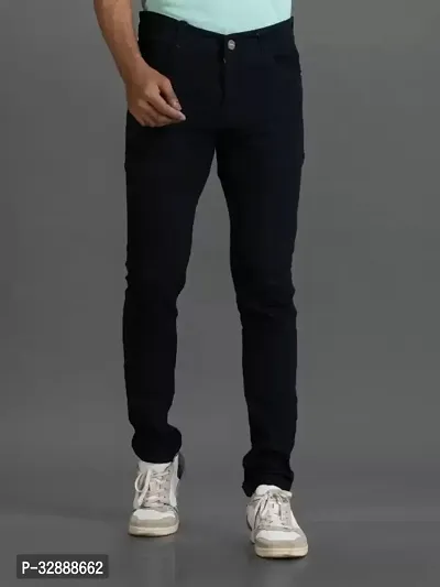 Stylish Black Denim Mid-Rise Jeans For Men