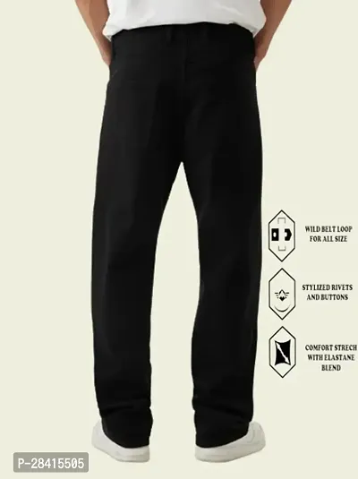 Stylish Black Denim Mid-Rise Jeans For Men-thumb2