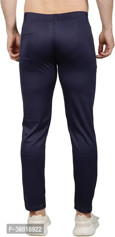 Linaria Stylish Blue Lycra Blend Solid Regular Fit Trouser For Men-thumb2