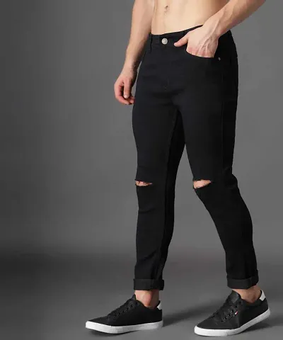 Comfortable Cotton Spandex Mid-Rise Jeans For Men
