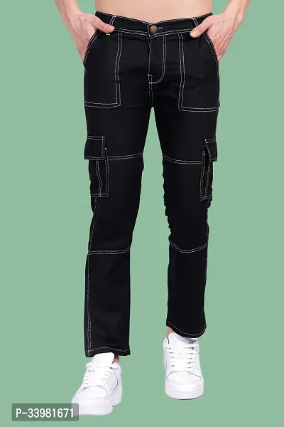 Comfortable Black Denim Mid-Rise Jeans For Men-thumb0