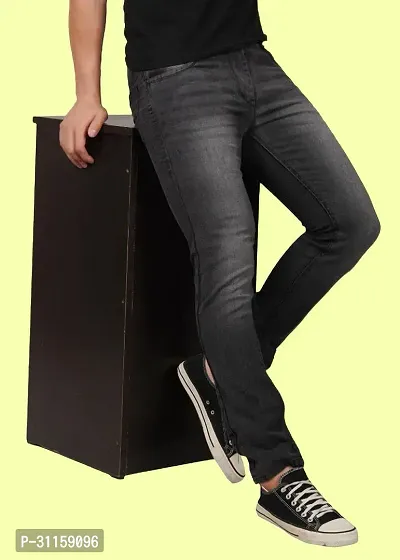 Stylish Grey Cotton Blend Mid-Rise Jeans For Men-thumb0