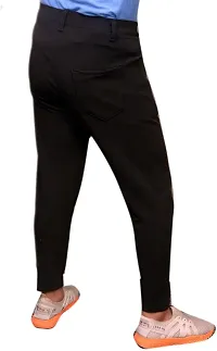 Linaria Stylish Black Pure Cotton Solid Regular Fit Trouser For Men-thumb1