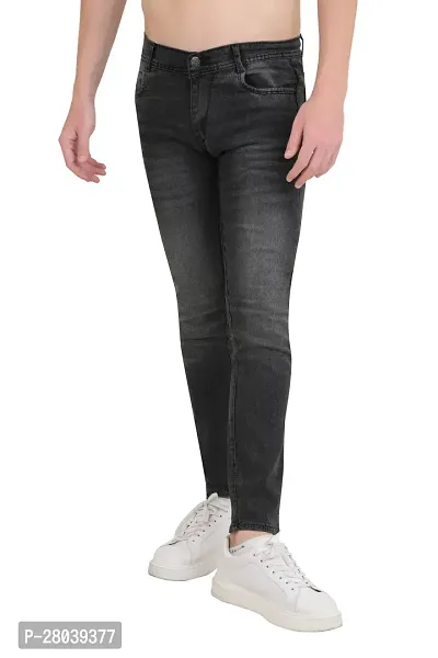 Stylish Black Cotton Blend Mid-Rise Jeans For Men-thumb0