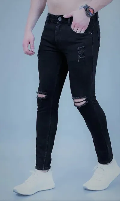 Stylish Denim Lycra Blend Mid-Rise Jeans For Men