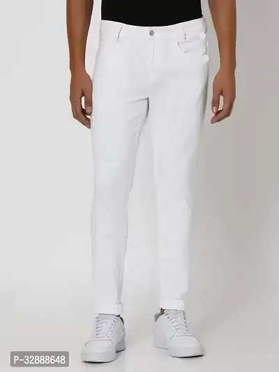 Stylish White Denim Mid-Rise Jeans For Men-thumb0