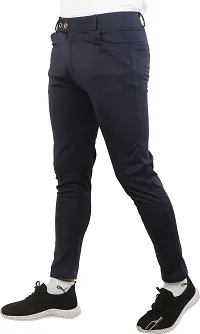 Linaria Stylish Grey Lycra Blend Solid Regular Fit Trouser For Men-thumb3