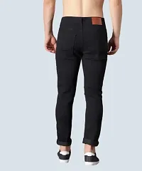 Stylish Black Denim Distress Mid-Rise Jeans For Men-thumb1