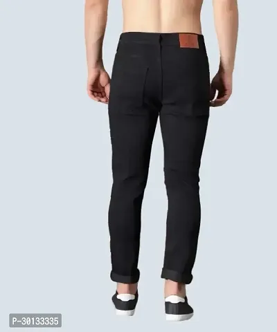 Stylish Black Denim Distress Mid-Rise Jeans For Men-thumb2