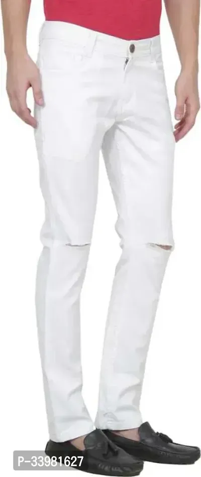 Comfortable White Denim Mid-Rise Jeans For Men-thumb3