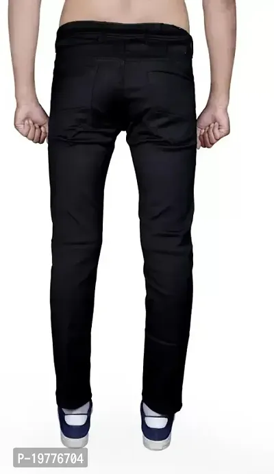 Reliable Black Cotton Blend Low-Rise Jeans For Men-thumb2