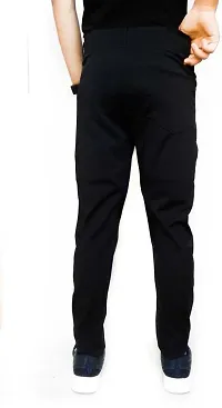 Stylish Black Polyester Solid Track Pant For Men-thumb1