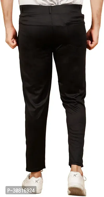 Linaria Stylish Black Lycra Blend Solid Regular Fit Trouser For Men-thumb2