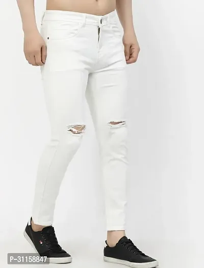 Stylish White Denim Mid-Rise Jeans For Men-thumb2