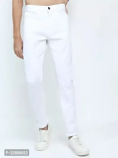 Stylish White Denim Mid-Rise Jeans For Men-thumb0