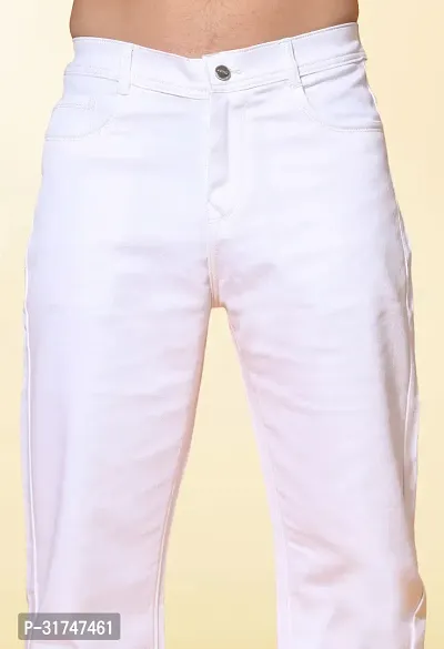 Elegant White Denim Solid Jeans For Men-thumb4