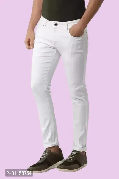 Stylish White Denim Mid-Rise Jeans For Men-thumb4