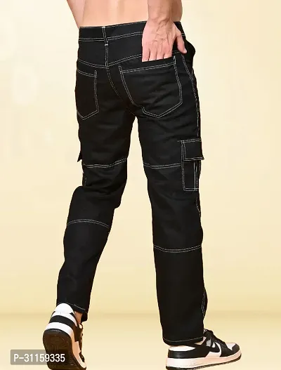 Stylish Black Denim Mid-Rise Jeans For Men-thumb3