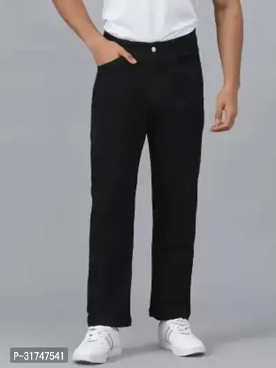 Elegant Black Denim Solid Jeans For Men-thumb0