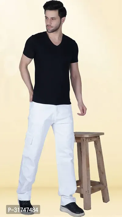 Elegant White Denim Solid Jeans For Men-thumb4