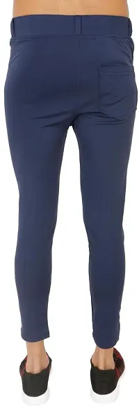 Stylish Blue Polyester Spandex Solid Track Pant For Men-thumb2