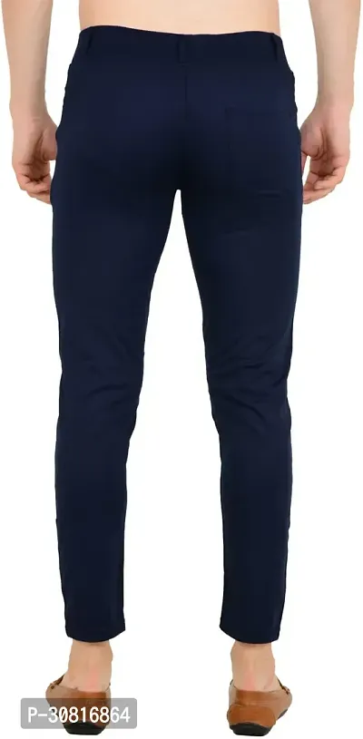 Linaria Stylish Blue Lycra Blend Solid Regular Fit Trouser For Men-thumb2