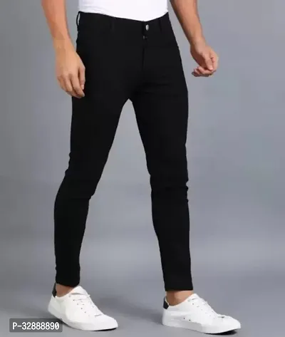 Stylish Black Denim Mid-Rise Jeans For Men-thumb3