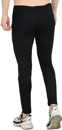 Stylish Black Polyester Spandex Solid Track Pant For Men-thumb1