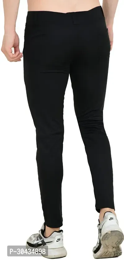 Stylish Black Polyester Spandex Solid Track Pant For Men-thumb2