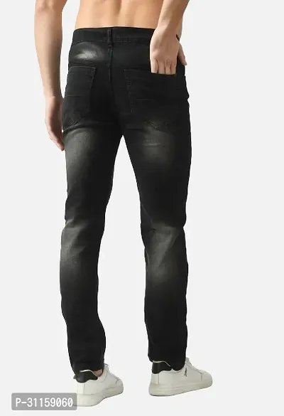 Stylish Dark Grey Cotton Blend Mid-Rise Jeans For Men-thumb2