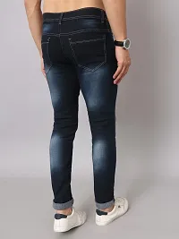 Stylish Black Denim Faded Mid-Rise Jeans For Men-thumb1