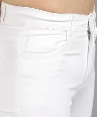 Stylish White Cotton Blend Mid-Rise Jeans For Men-thumb1