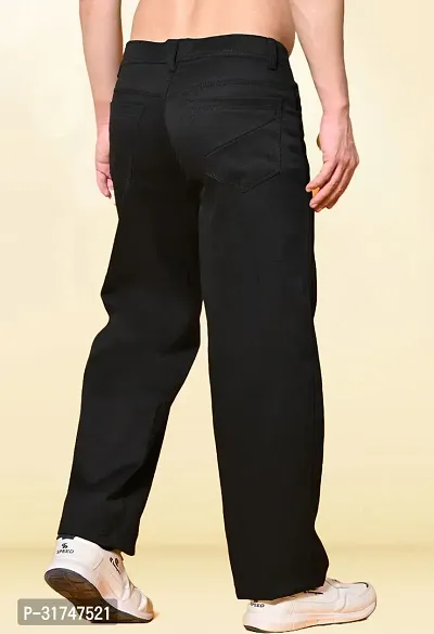 Elegant Black Denim Solid Jeans For Men-thumb2